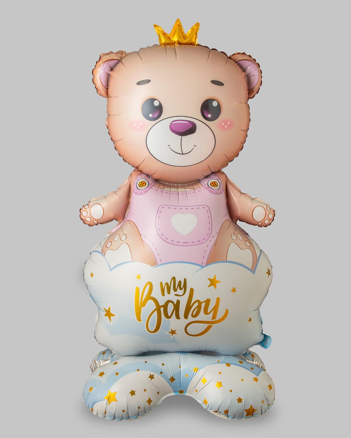 Pink Baby Crown Bear Helium Balloon