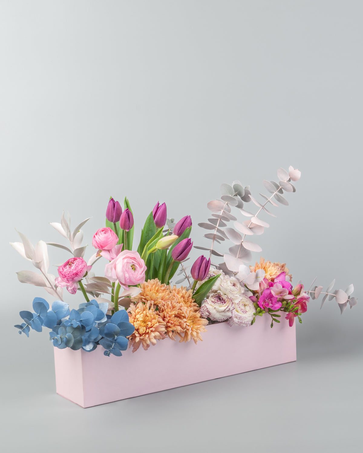 Pastel Elegance Bloom Box - 10 Tulips with Mixed Flowers