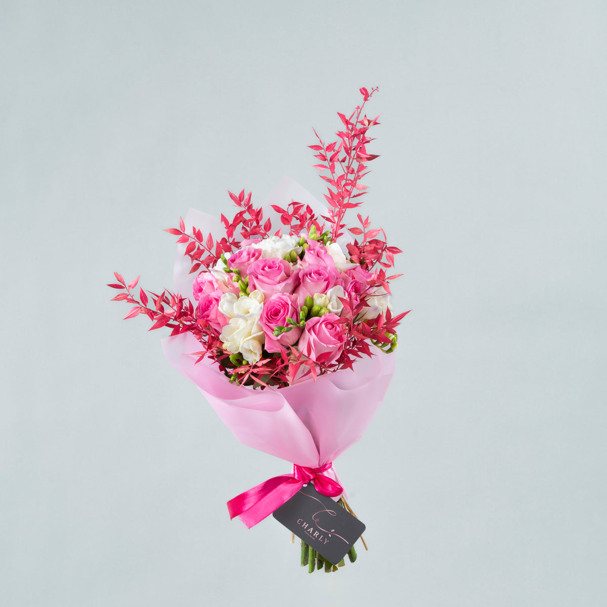 Fuchsia Fantasy: Rose and Freesia Elegance